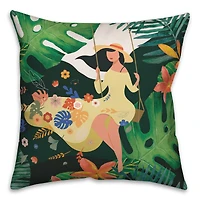 Jungle Swing Girl 18" x 18" Throw Pillow