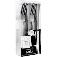 JAM Paper Metallic Stainless Silver Premium Plastic Forks, 32ct.