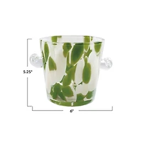 Hello Honey 32-Ounce Confetti Glass Ice Bucket with Handles, Yellow and Green