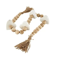 3.75ft. Light Brown Wood Bead & Marble Heart Garland with Tassel
