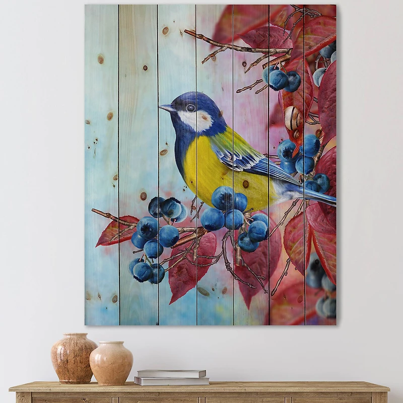 Designart - Bright Bird Bullfinch Sitting On A Branch II