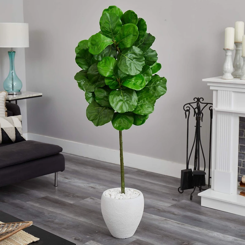 5ft. Fiddle Leaf Tree with White Planter