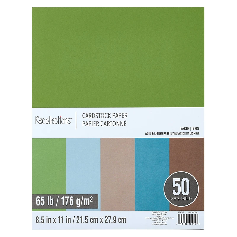 12 Packs: 50 ct. (600 total) Earth 8.5" x 11" Cardstock Paper by Recollections™