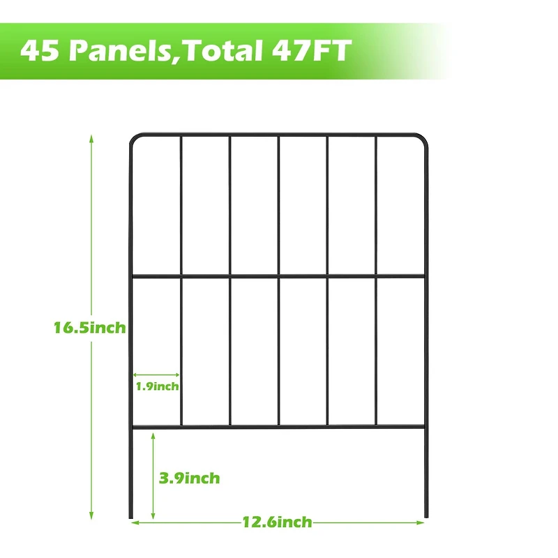 NEX 47ft. Black Square-Shaped Garden Fence
