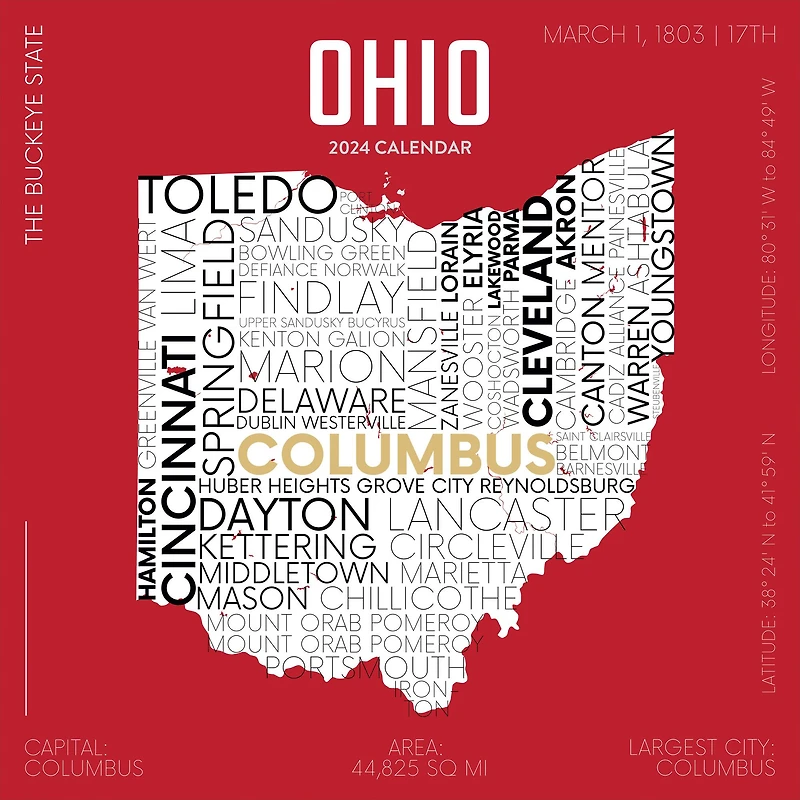 TF Publishing 2024 Home: Ohio Wall Calendar