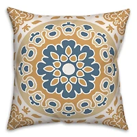 Blue & Yellow Mandala Throw Pillow