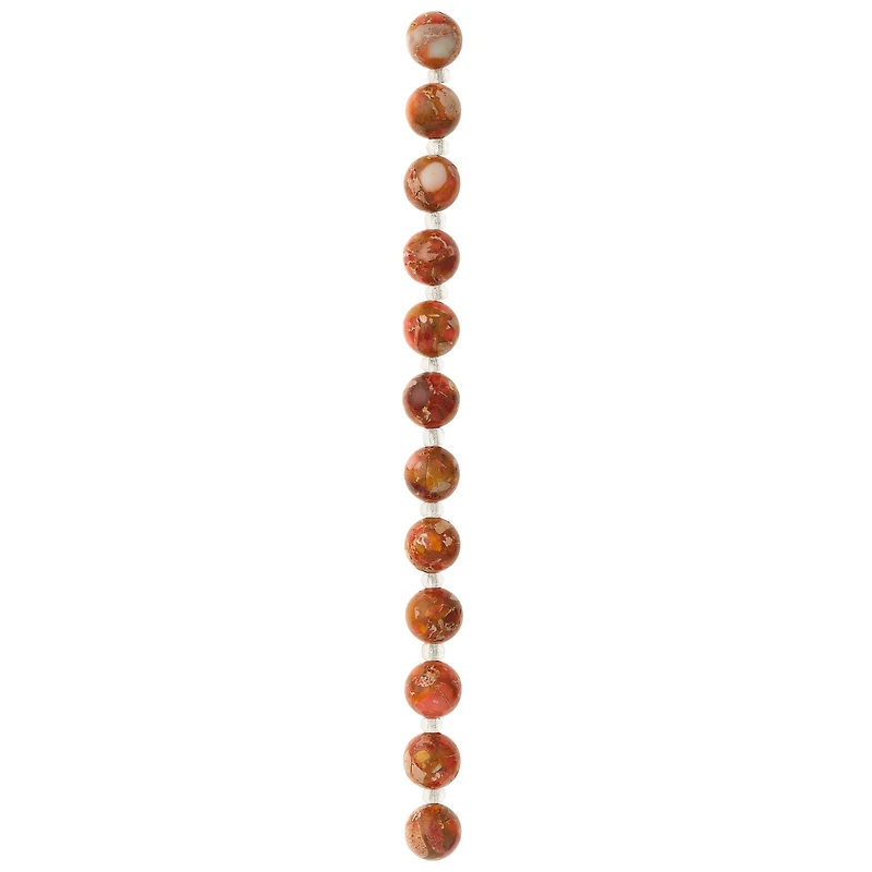 12 Pack:  Orange Imperial Jasper Round Beads, 10mm by Bead Landing™