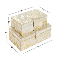 White & Gold Leather Rustic Box Set