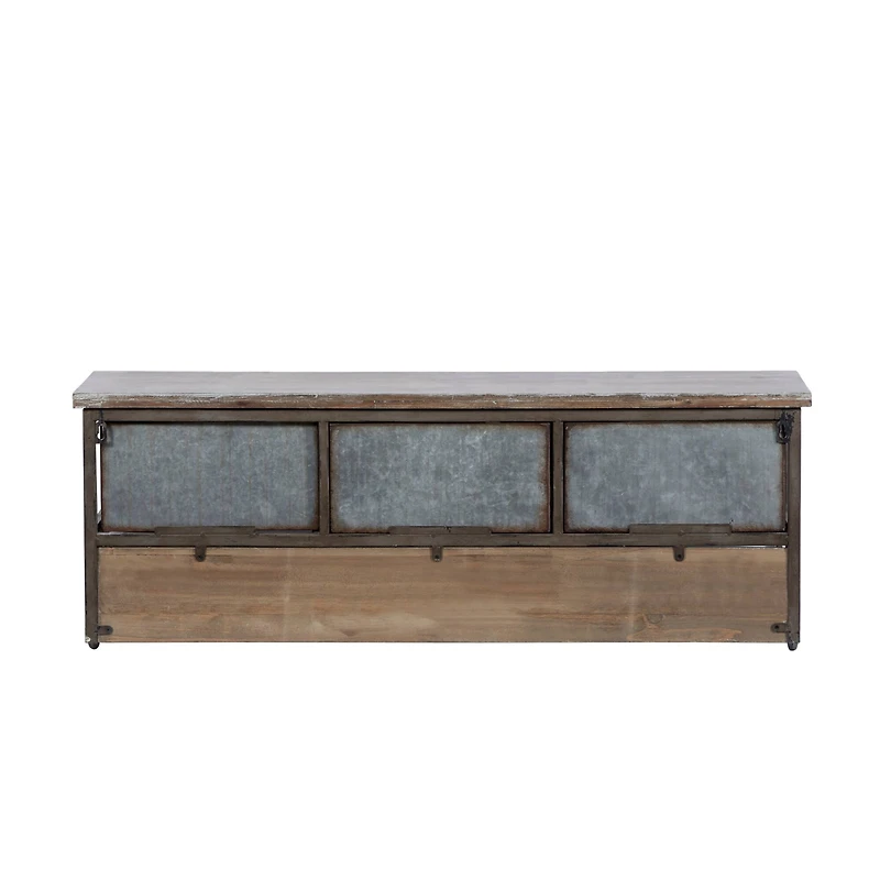 Brown Wood Farmhouse Wall Shelf, 13" x 38" x 10"