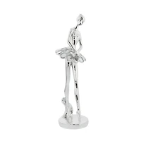 Set of 3 Silver Polystone Modern Dancer Sculpture, 14", 14", 12"