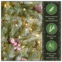 6.5 ft. Pre-Lit Flocked Dunhill® Fir Full Artificial Christmas Tree, Clear Lights