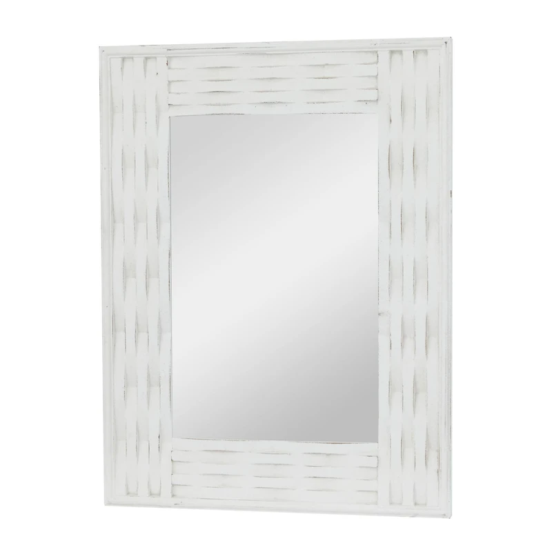 White MDF Contemporary Wall Mirror, 41" x 32" x 2"