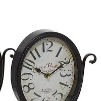 12" Black & White Metal Oval Clock Set