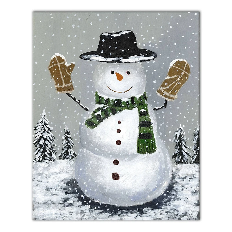 Wintery Snowman Canvas Wall Art