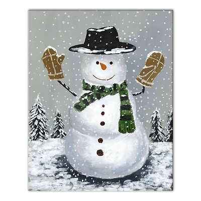 Wintery Snowman Canvas Wall Art