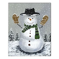 Wintery Snowman Canvas Wall Art