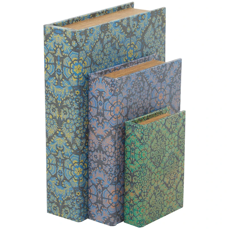 Geometric Floral Canvas Faux Book Box Set