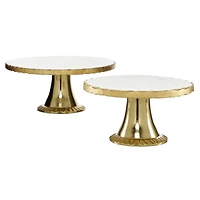 Set of 2 Gold Marble Natural Cake Stand, 12", 10"