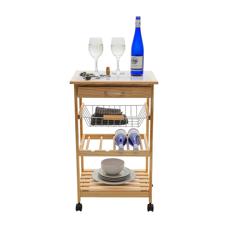 Organize It All Rolling Kitchen Cart with Ceramic Countertop