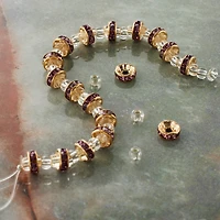 Glass Rhinestone & Metal Rondelle Beads