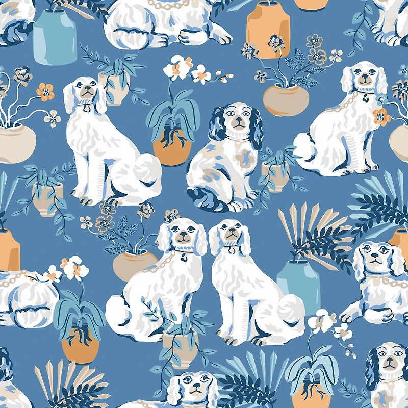 NuWallpaper PrintFresh Cerulean Good Dog Peel & Stick Wallpaper