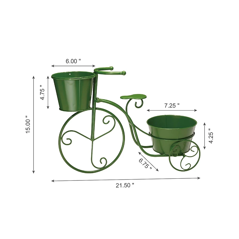 Glitzhome® 21.5'' Green Metal Bicycle Plant Stand