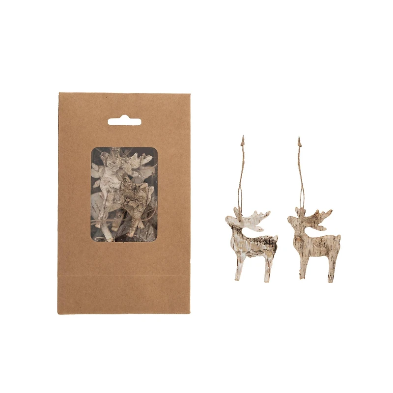 Hello Honey® 15 Pack 3" Natural Birch Bark Deer Shaped Ornaments