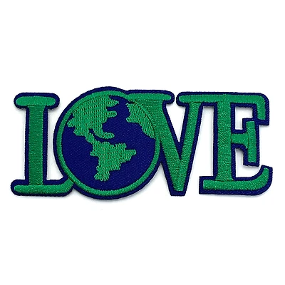 Gwen Studios Iron-On 4" Green & Blue Earth Design LOVE Patch