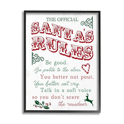 Stupell Industries Official Santa's Rules Christmas List Framed Giclee Art
