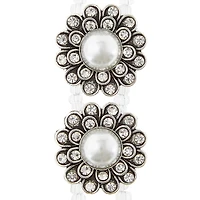 12 Packs: 4 ct. (48 total) Silver Faux Pearl Flower Sliders, 25mm by Bead Landing™