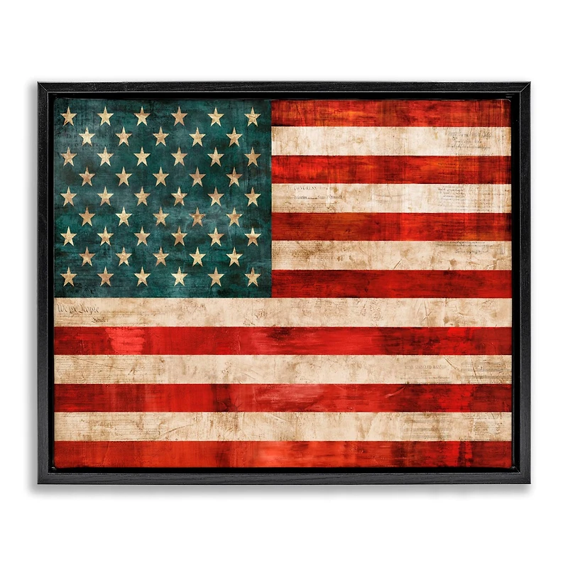 Stupell Industries US American Flag Rustic Pattern Floater Framed Art