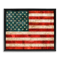 Stupell Industries US American Flag Rustic Pattern Floater Framed Art