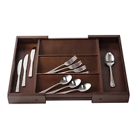 17'' Walnut Expandable Kitchen Drawer Organizer Tray