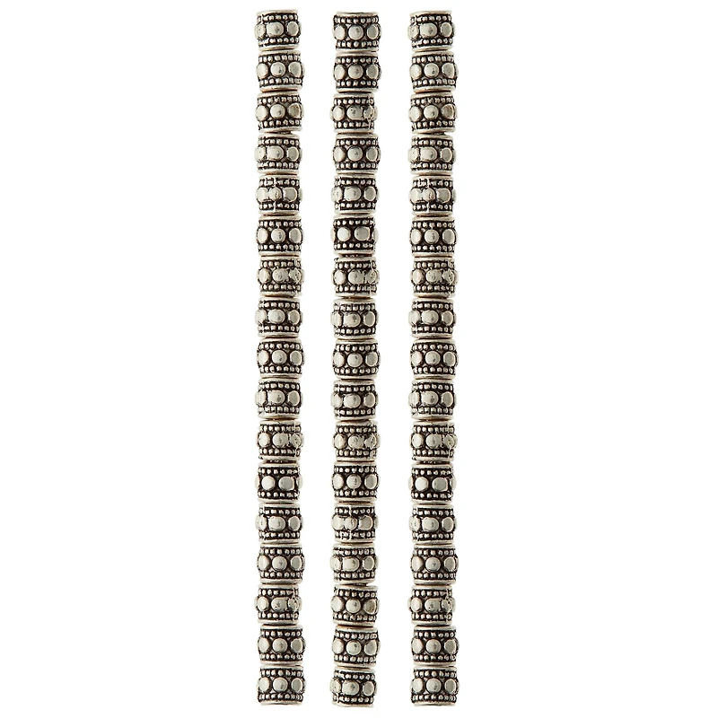 Antique Silver Carved Rondelle Beads by Bead Landing™