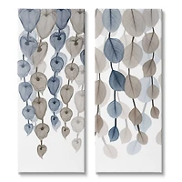 Stupell Industries Neutral Opaque Blue Brown Cascading Leaves Canvas Wall Art