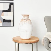 18" Copper Metal Distressed Textured Vase with Terra Cotta Accents