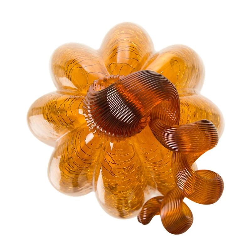 Glitzhome® Tall Crackle Glass Pumpkin, Amber