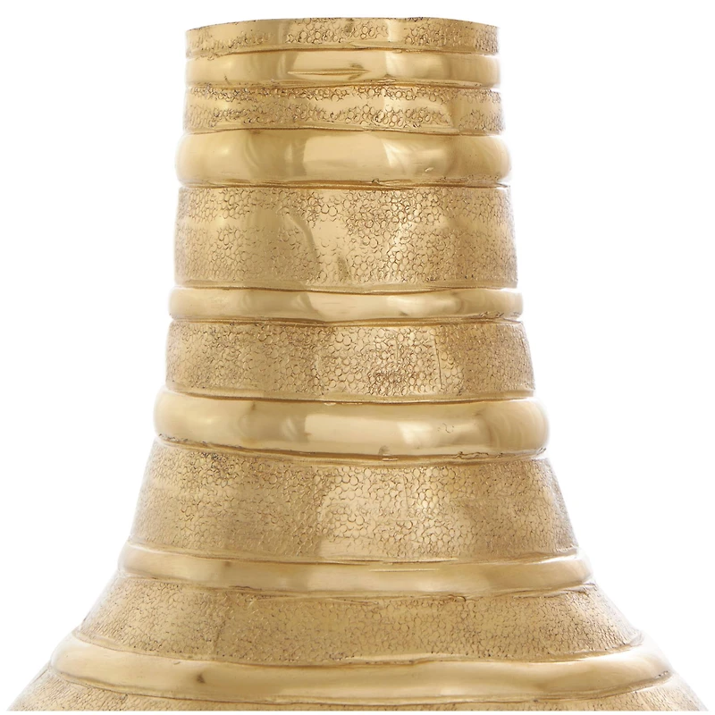 13" Gold Metal Snakeskin Inspired Vase with Dimensional Linear Accents