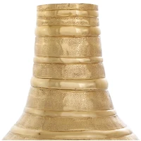 13" Gold Metal Snakeskin Inspired Vase with Dimensional Linear Accents