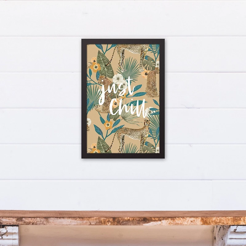 Just Chill Tropical Cheetah Black Framed Canvas Art