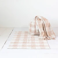 Hello Honey® 18" Blush & Cream Plaid Cotton Tufted Pouf