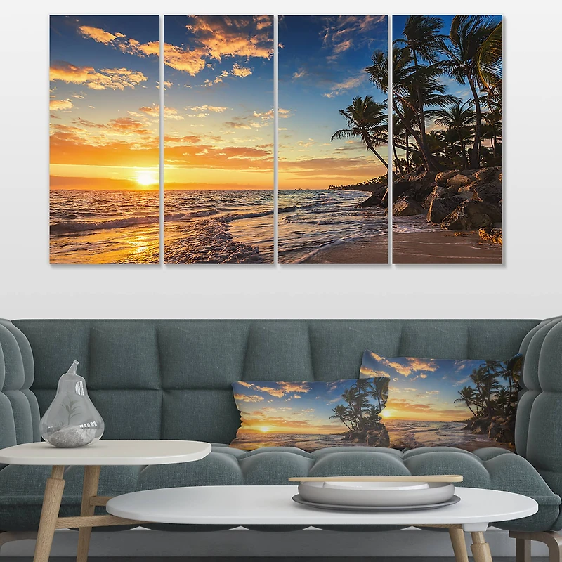 Designart - Paradise Tropical Island Beach with Palms