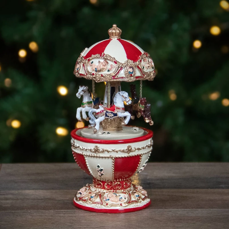 7.25" Animated & Musical Horses & Cupids Carousel