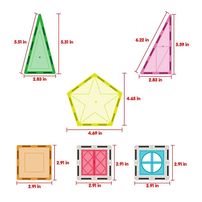 PicassoTiles® 36 Piece Rocket Magnetic Tile Set