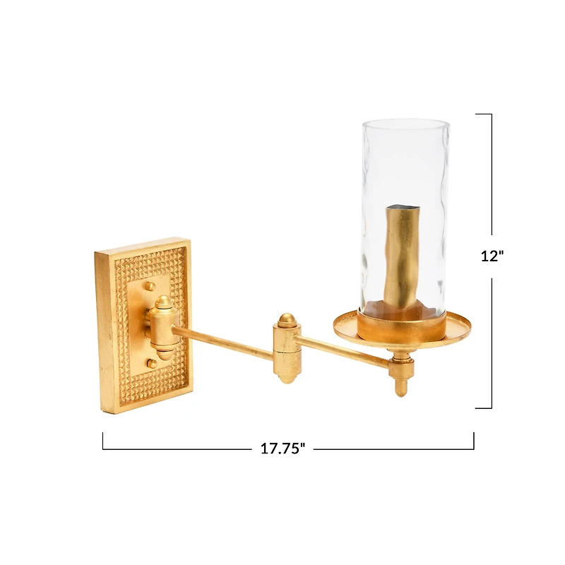 Hello Honey® 18" Gold Metal & Glass Wall Sconce