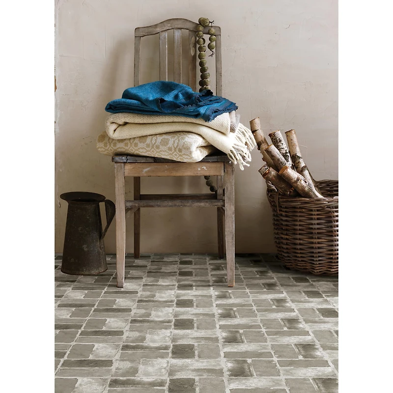 FloorPops Harvard Brick Gray Peel & Stick Floor Tiles
