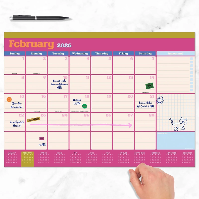 2026 Sherbet Medium Desk Pad Monthly Blotter Calendar