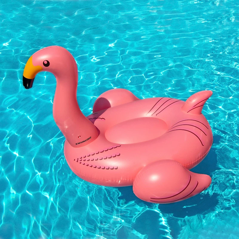 Swim Central 78" Inflatable Pink Giant Flamingo Swimming Pool Ride-On Float