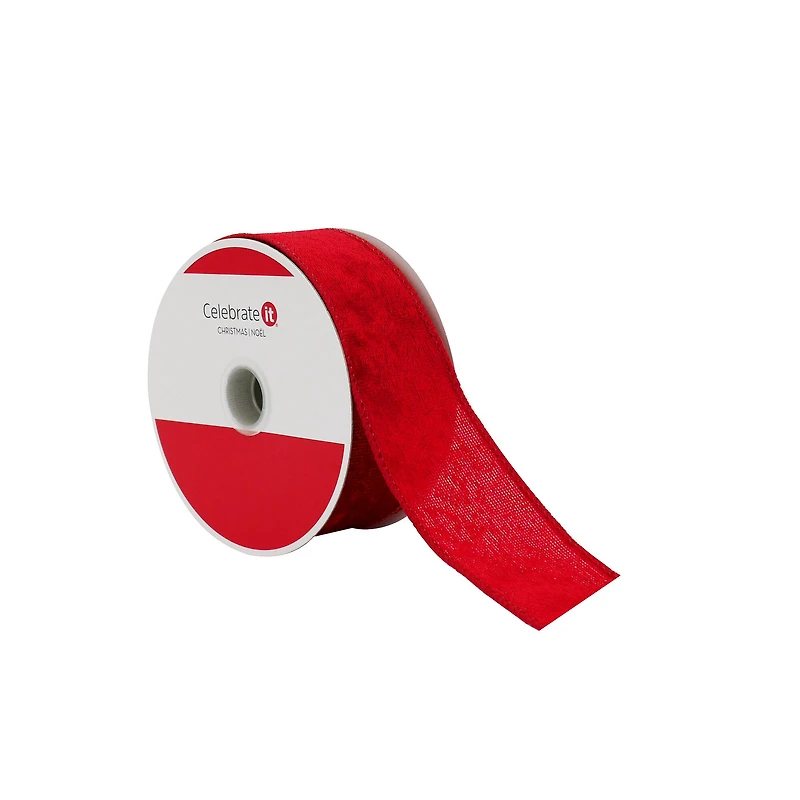 1.5" x 25ft. Red Velvet Wired Ribbon by Celebrate It®