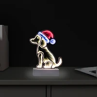 LED 3D Christmas Dog with Santa Hat Infinity Mirror - 8"